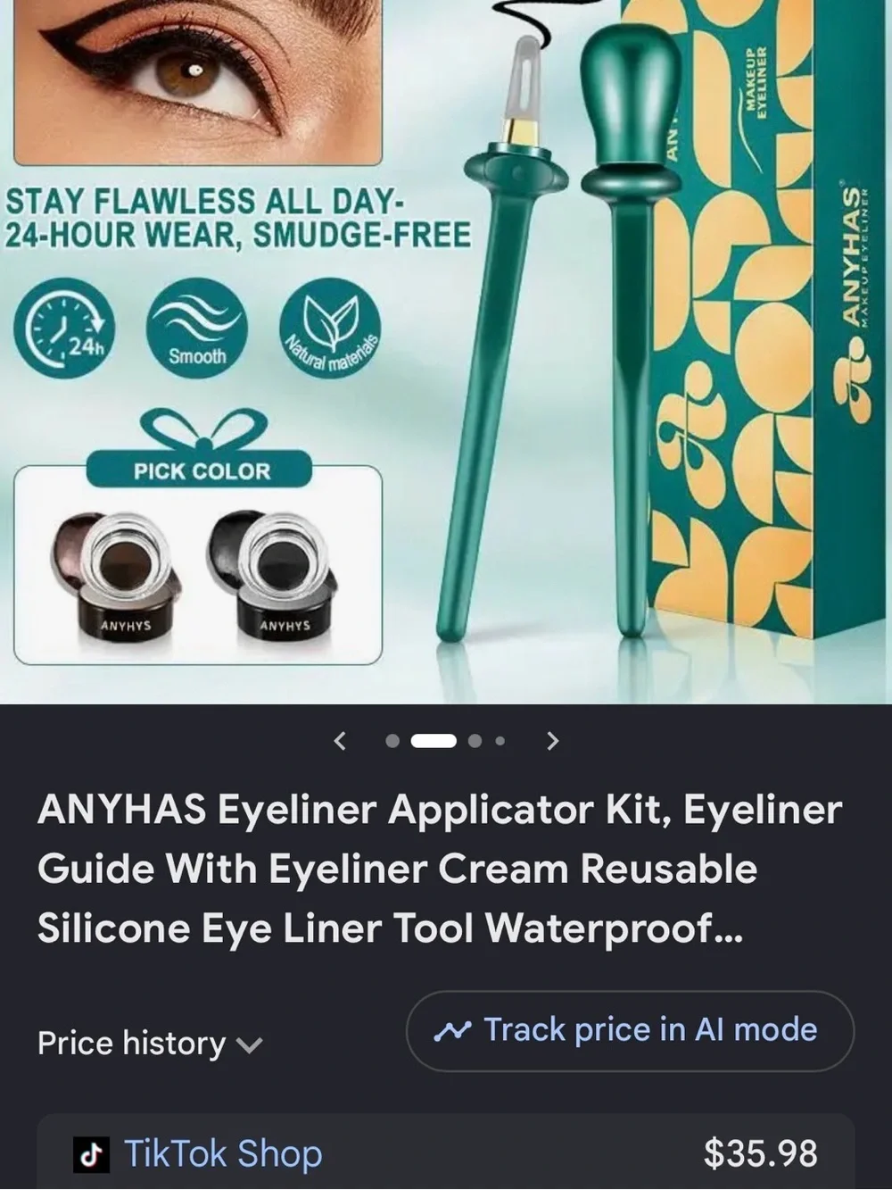 ANYHAS eyeliner kit. Black and Brown cream eyeliner! Wand brush.Longlasting wing
